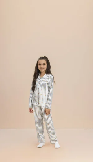Pijama Manga Longa Aberto Feminino Infantil Juvenil Malha 100% Algodão Teddy Americano
